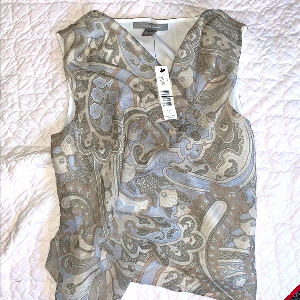 Ellen Tracy NWT 100% silk sleeveless flow top 12